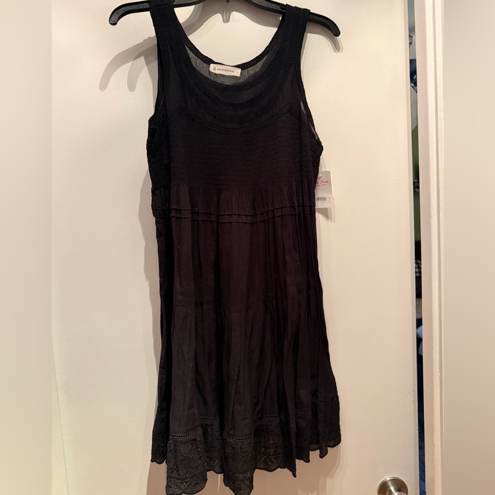 NWT Lucky Brand Black Lace Detail Sleeveless Dress